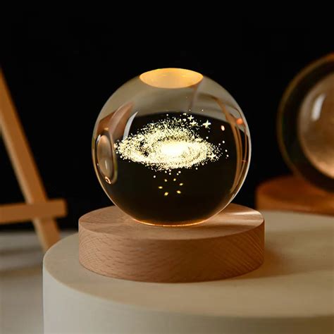 Newish Creative Gifts D Saturn Crystal Ball Lamp Transparent Removable