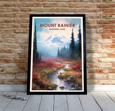 Mount Rainier National Park Poster Mount Rainier Poster Etsy