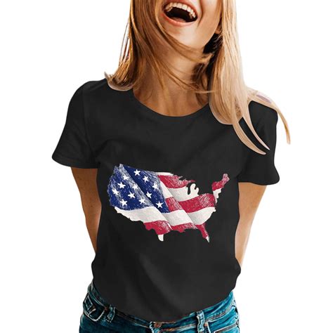 Towed22 American Flag T Shirt Patriotic Shirts Women 4th Of July Shirt