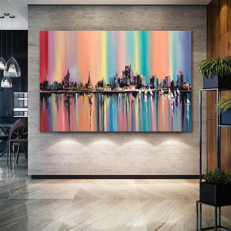 Art Mural Color Art Sur Toile De Paysage Urbain D Coration Murale De