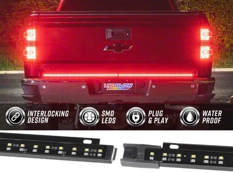 Ledglow Ecklers Double Row Red Tailgate Light Bar With White Reverse Lights 60 Inch Lu Tk Tlb