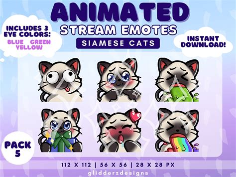 Siamese Cat Twitch Emotes Animated Animated Emotes Twitch Etsy In