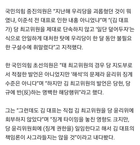 국힘 Vpn 태영호는 윤리위 징계 수준 아니지만 김재원은 명백한 해당행위 정치시사 에펨코리아