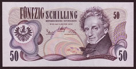 Austria Schilling Banknote Ferdinand Raimund World Banknotes