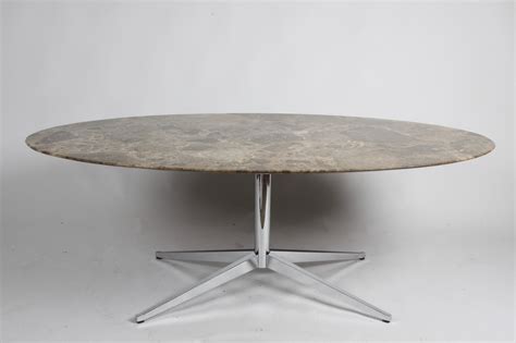 Florence Knoll Oval Emperador Marble Top Dining Table Conference Table