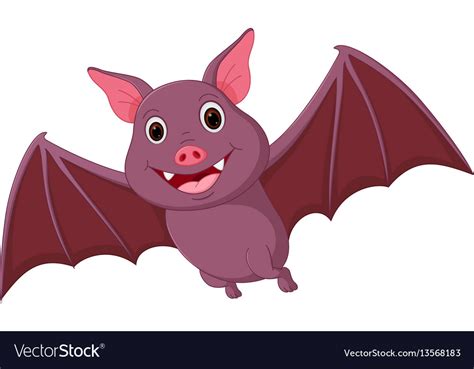 Happy Bat Cartoon Flying Royalty Free Vector Image