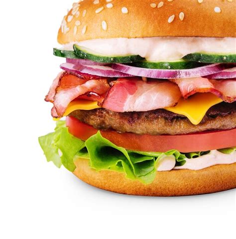 Premium Photo Delicious Burger With Bacon On White Background