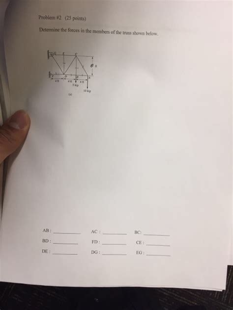 Solved Problem 2 25 Points Determine The Forces In The Chegg