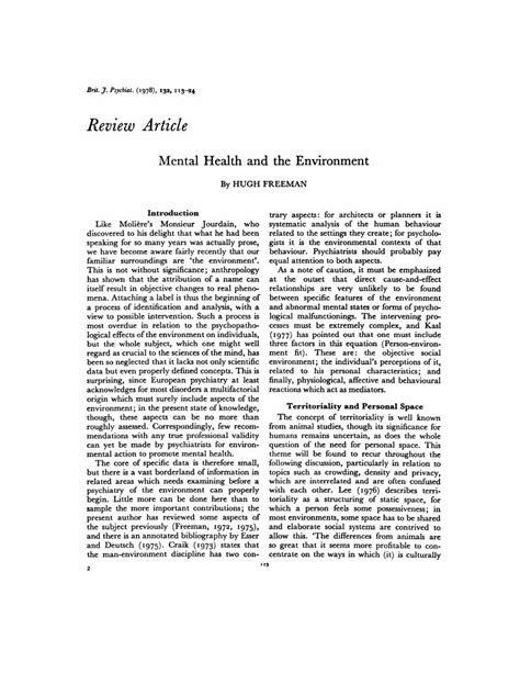 Mental Health and the Environment | The British Journal of Psychiatry | Cambridge Core