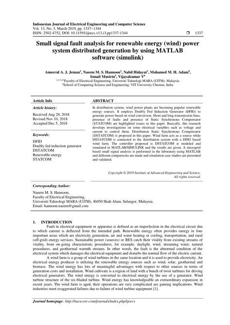 PDF Small Signal Fault Analysis For Renewable Energy Wind Power