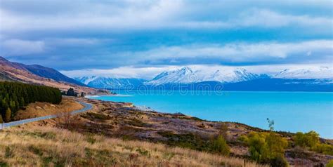 Sunrise on Lake Pukaki stock image. Image of glacier - 183826315