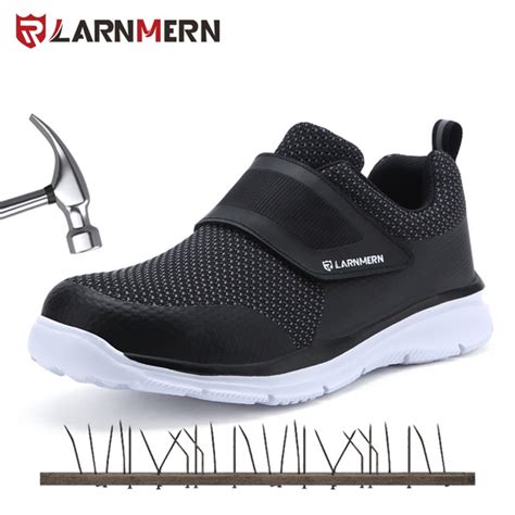 Larnmern Menwomen Velcro Steel Toe Safety Shoes Pucture Proof Work