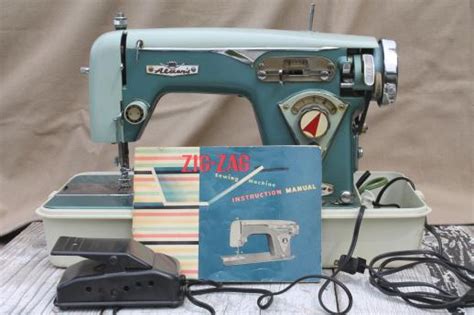 Vintage Retro Colors Zig Zag Sewing Machine W Case And Manual Alden S De Luxe