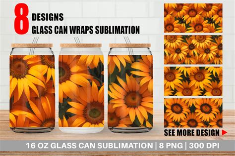 Glass Can Sunflower Pattern Graphic By Artnoy Creative Fabrica