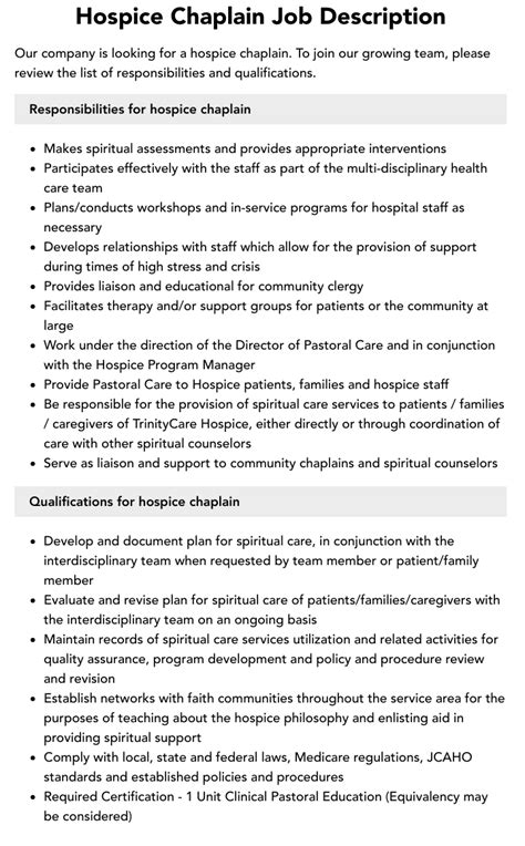 Hospice Chaplain Job Description Velvet Jobs