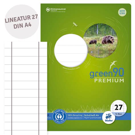 Staufen Green Schulheft Din A Liniert Lineatur Ab Der Klasse