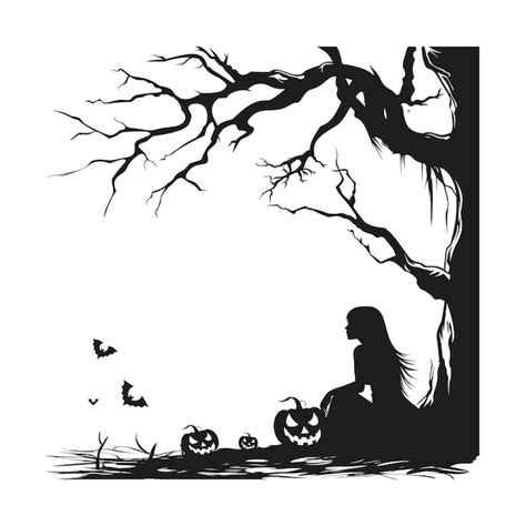 A Halloween Scenario Silhouette Vector Premium Ai Generated Vector