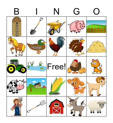 Farm Bingo Card