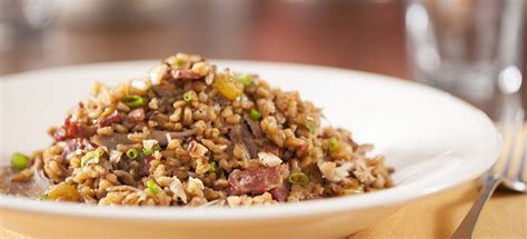 Duck And Mushroom Farro Risotto With Toasted Maple Leaf Farms