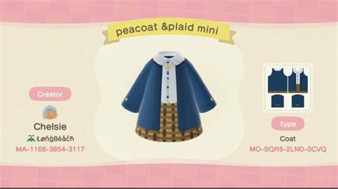 Acnh ♡ Peacoat And Plaid Mini Animal Crossing Qr Codes Clothes Animal