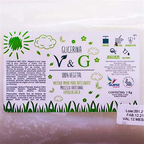 Base Glicerinada Hipoalergenica Branca 1Kg V G 100 Vegetal