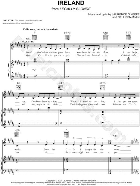 Ireland From Legally Blonde The Musical Sheet Music In B Major