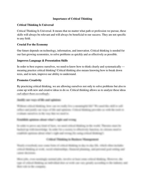 SOLUTION Critical Thinking Studypool