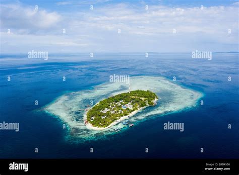 Aerial View Of Arborek Island Raja Ampat West Papua Indonesia Stock