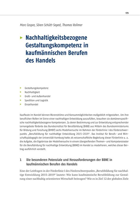 Pdf Nachhaltigkeitsbezogene Gestaltungskompetenz In Kaufm Nnischen