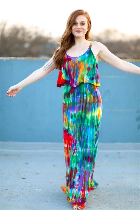 Tie Dye Dress Womens Tie Dye Maxi Dress Tye Dye Dress Etsy