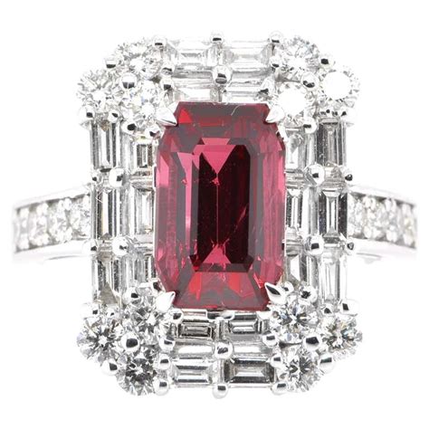 Gia Certified No Heat 4 Carat Red Spinel Oval Diamond Ring For Sale At