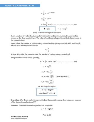 Introduction to beer lambert law | PDF