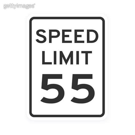 Speed Limit 55 Road Traffic Icon Sign Flat Style Design Vector