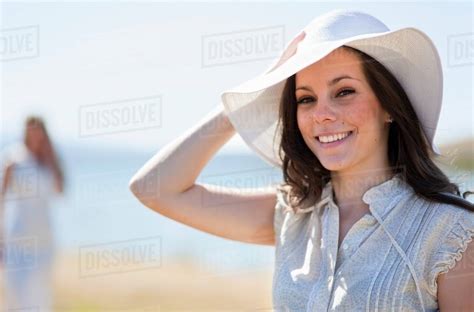 Smiling Woman Wearing Sunhat Stock Photo Dissolve