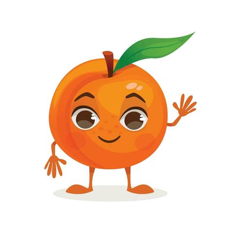 Fruit Cartoon Character Peach Fruit With Face Arms And Legs Vector