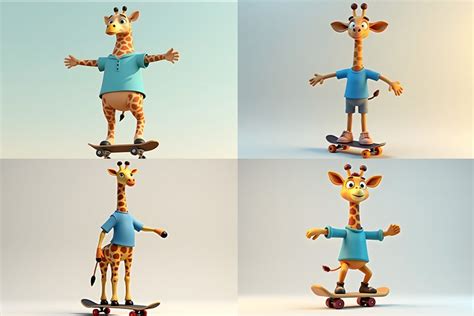 Giraffe On Skateboard