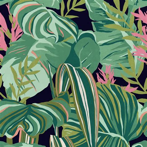 Tropical Foliage Set Of 3 Panels By Mind The Gap Anthracite Mural