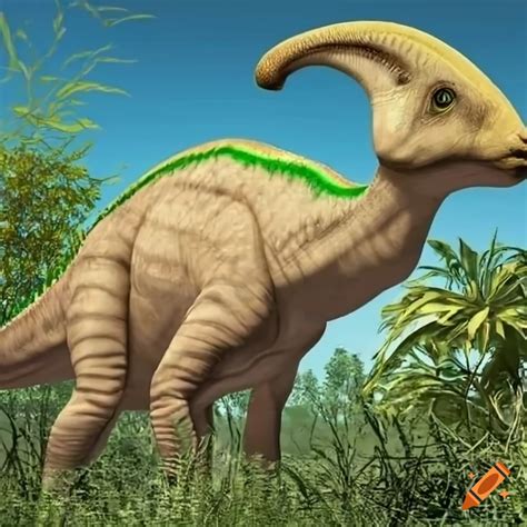 Image Of A Hidden Parasaurolophus In Tall Vegetation