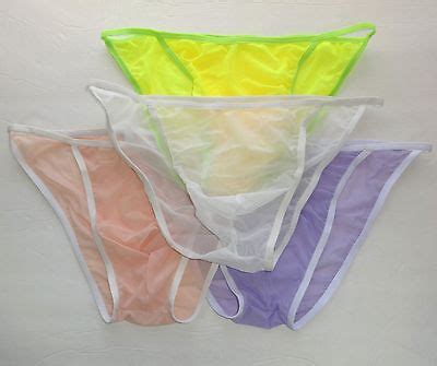K K Men S String Bikini Contoured Pouch Strechy Semi C Thru Mesh EBay