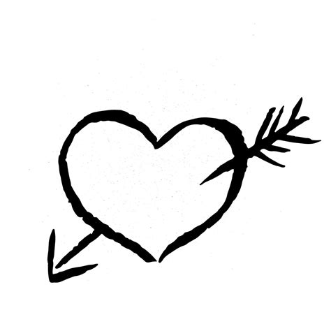 Hand Drawn Heart With Arrow On White Background Grunge Shape Of Heart