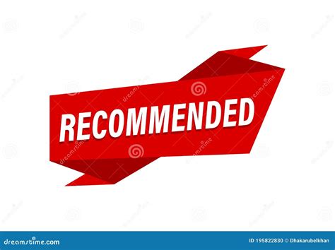 Recommended Written Red Flat Banner Recommended Stock Vector