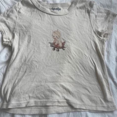 Rare Brandy Melville Ashlyn Graphic Cherub Baby Tee Depop