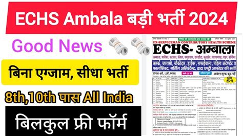 Echs Ambala Recruitment Offline Form Vacancy Echs