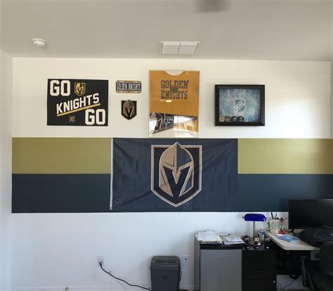 Finished my Golden Knights wall in my study! Need to collect more stuff