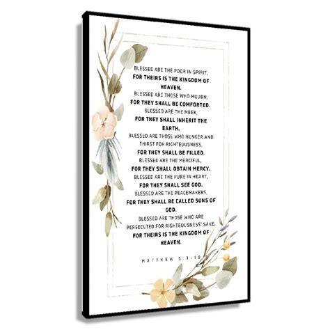 Matthew 5 3 10 The Beatitudes Printable Wall Art Blessed Scripture Christian Wall Decoration