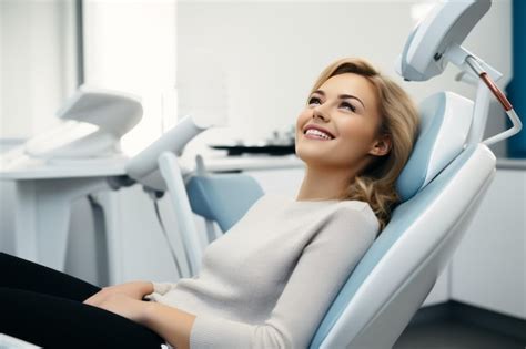 Premium Photo Young Smiling Woman Sitting On Chair At Dentist Office