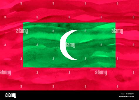 Painted Flag Of Maldives Stock Photo Alamy