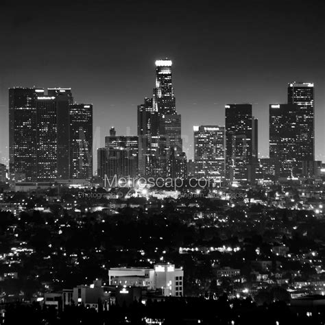 The Los Angeles Skyline from the Hollywood Hills skyline black and white Photographs