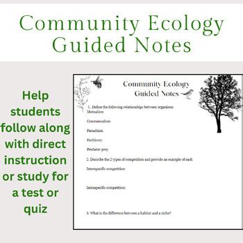 Community Ecology Study Guide Worksheet By Shelbys Science Shop TPT