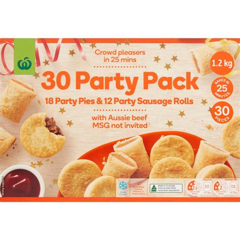 Woolworths Party Pack Party Pies Sausage Rolls 30 Pack Woolworths